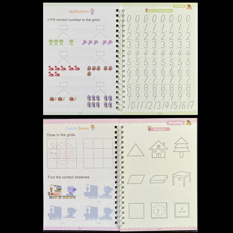 Sank Magic Practice Copybook Pen Preschools Kids Calligraphy English Verison Free Wiping Children Reusable Writing Book