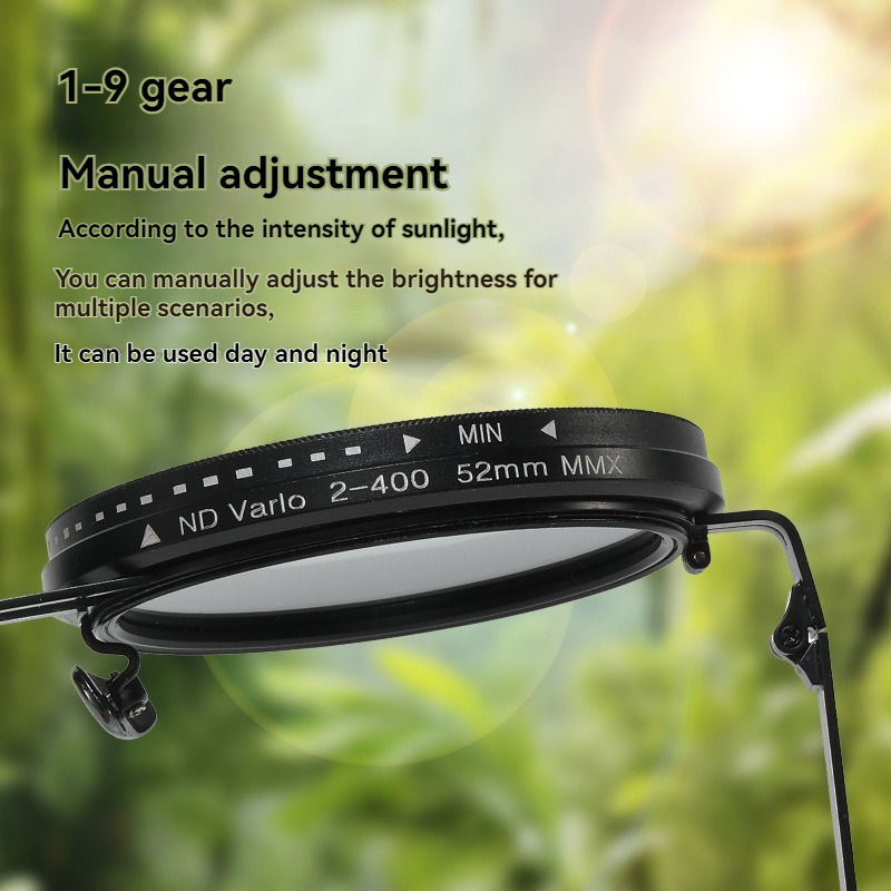 High Quality Round Polarized Brightness Adjustable Sunglasses Aperture ND Filter Tint Adjustment Sunglasses with Camera Lens