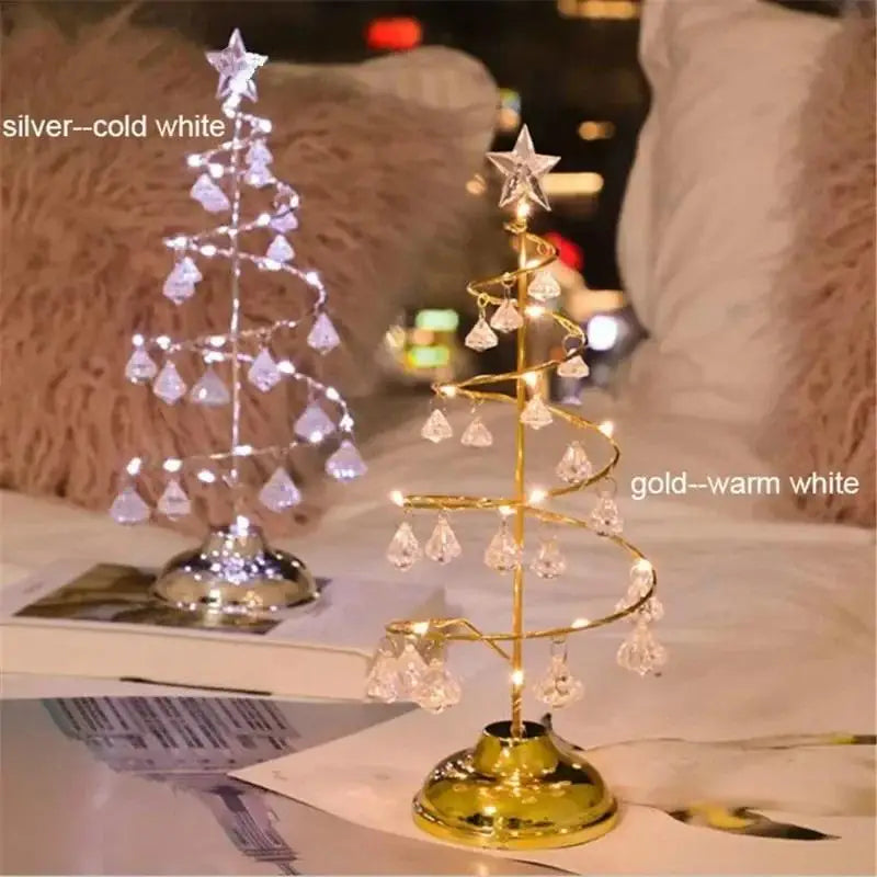 1Pcs LED Desk Lamp Crystal Diamond Christmas Tree Lamp Holiday Living Room Decoration Small Night Lamp Christmas Gift Decoration